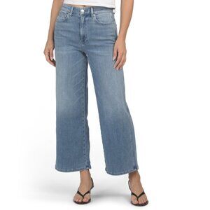 LE JEAN Medium Blue Juliette Wide Leg Ankle Jeans